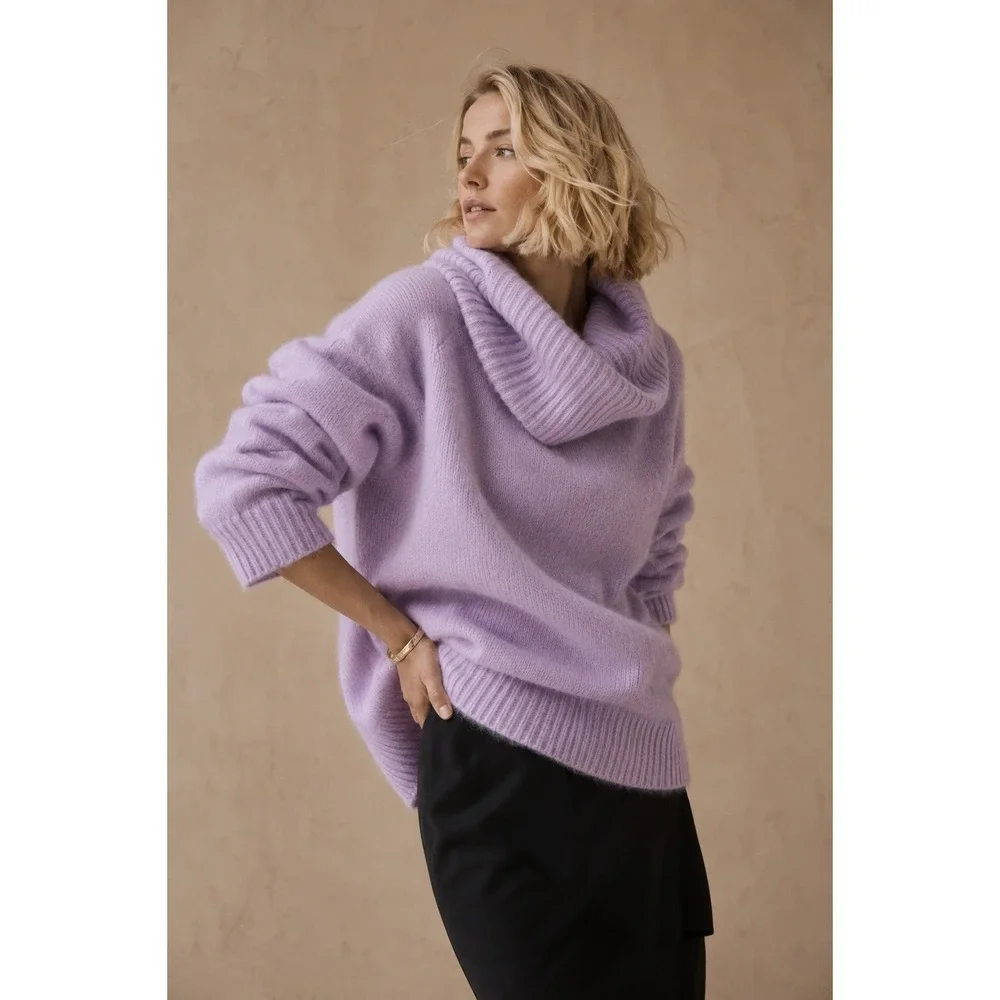 Banana Republic Alpaca Blend Turtleneck Sweater‎ Lilac Purple Oversized XL NEW